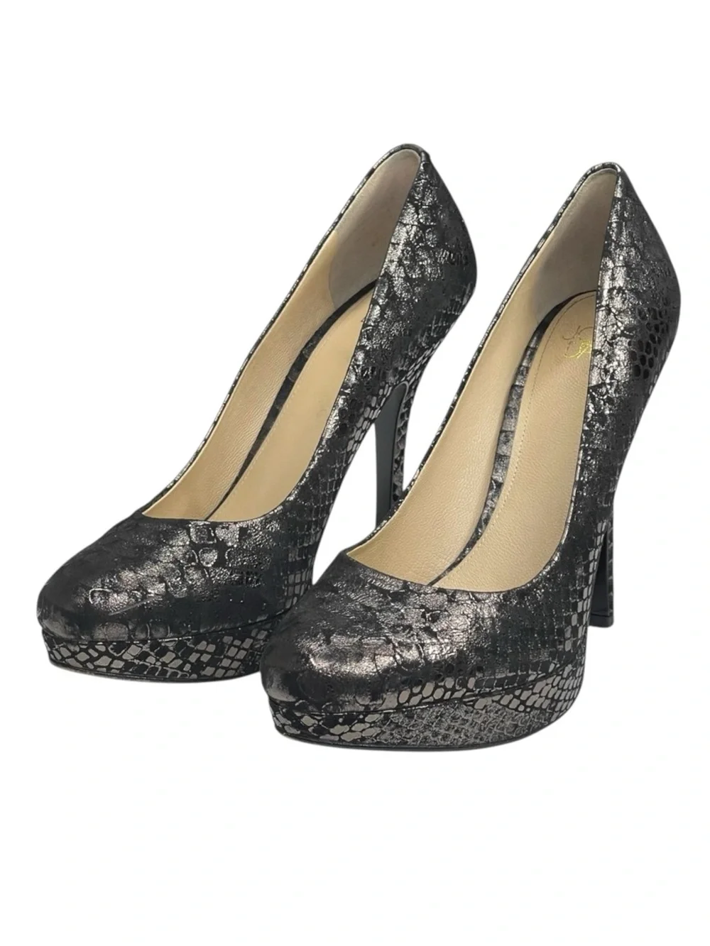 Joan & David ☀︎︎ Metallic Animal Print Platform Pumps Heels ☀︎︎ Black ☀︎︎ 8.5M